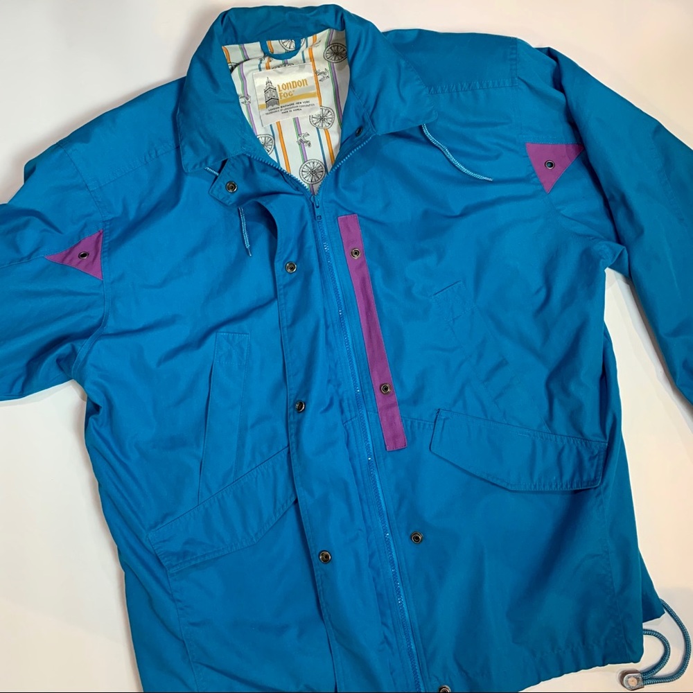 Vintage 90’s Color Block Teal Ski Coat London Fog - Picture 2 of 8